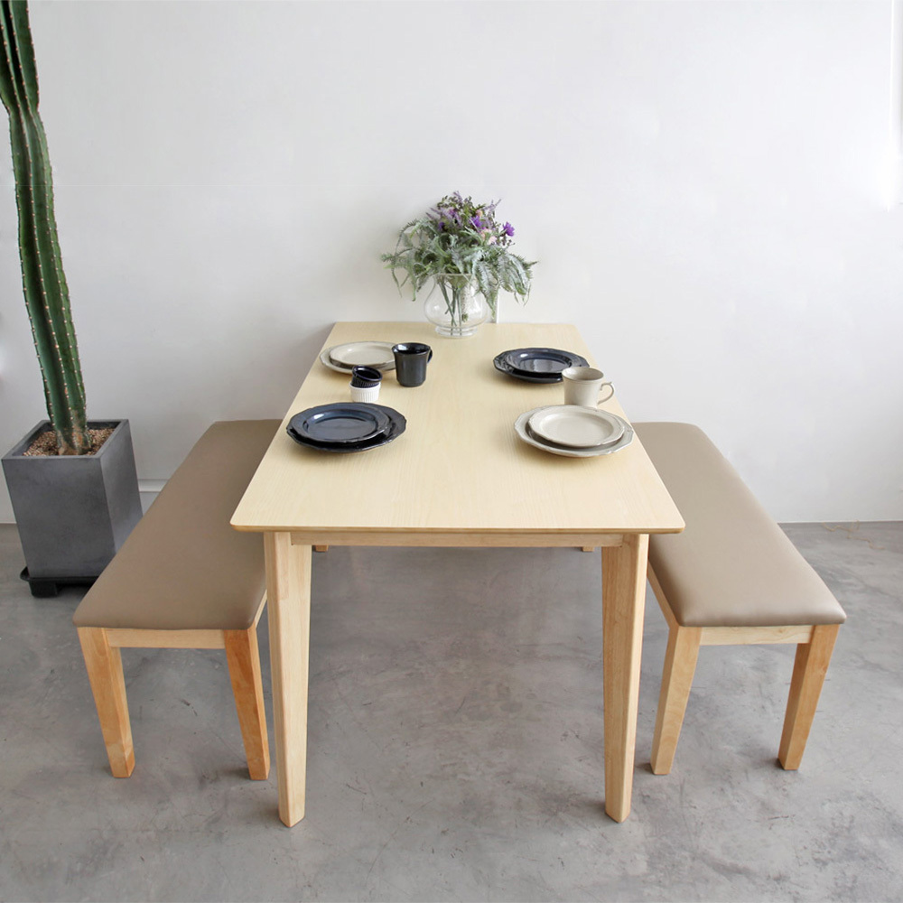 에리나 원목 4인용 식탁 테이블 벤치(2개) 세트 1200
